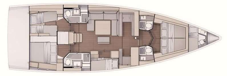 Layout of the boat Dufour 530