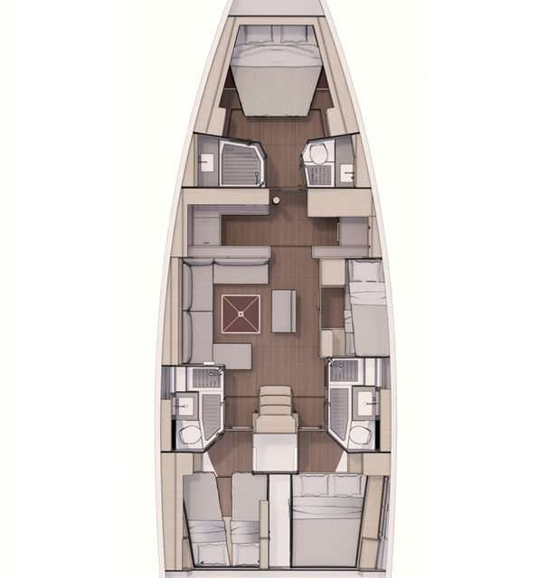 Layout of the boat Dufour 530