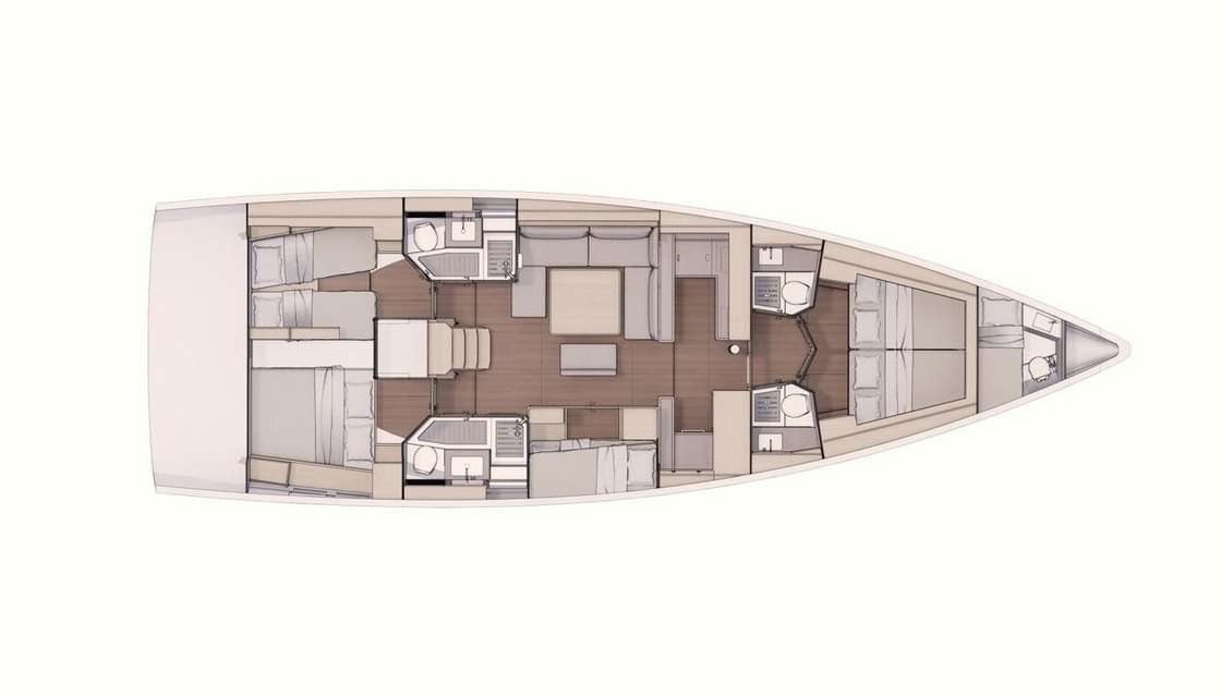 Layout of the boat Dufour 530