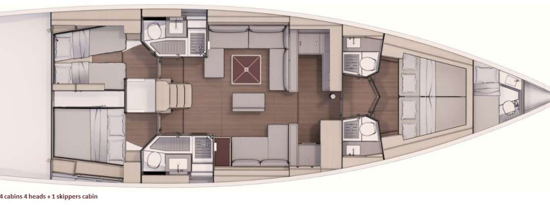 Layout of the boat Dufour 530