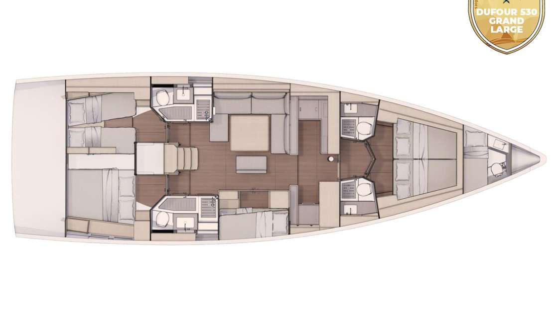 Layout of the boat Dufour 530