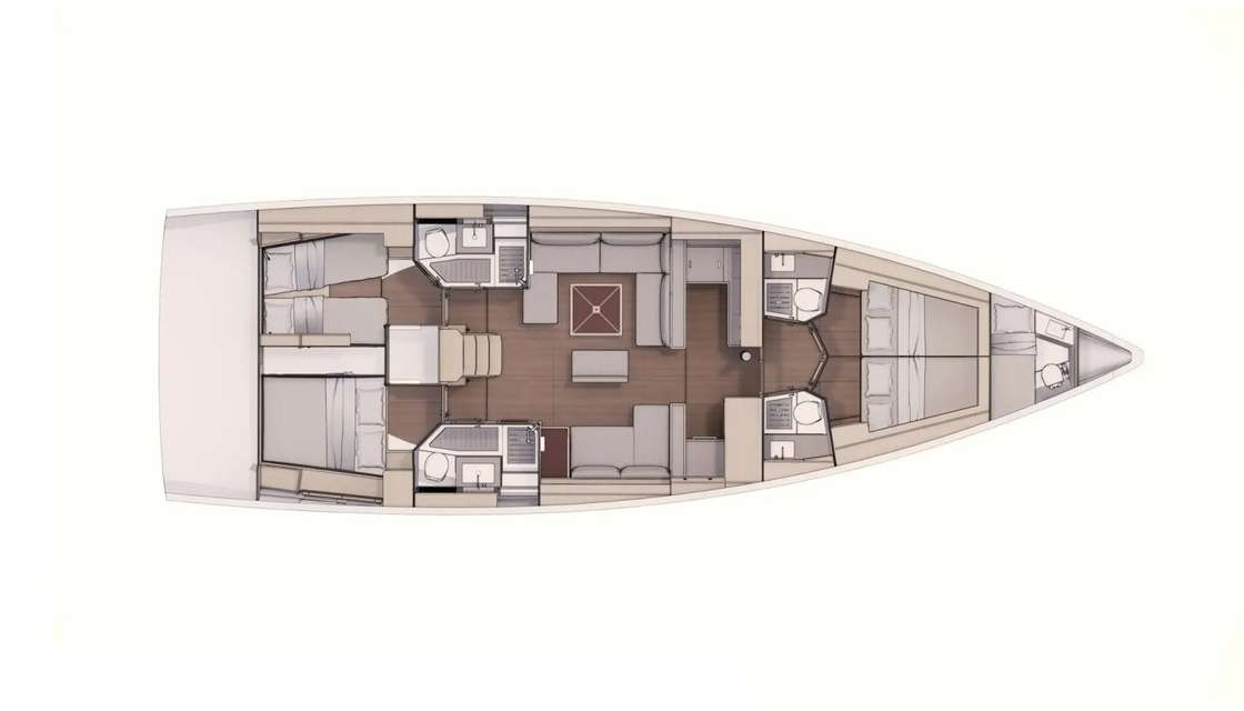 Distribución del barco Dufour 530