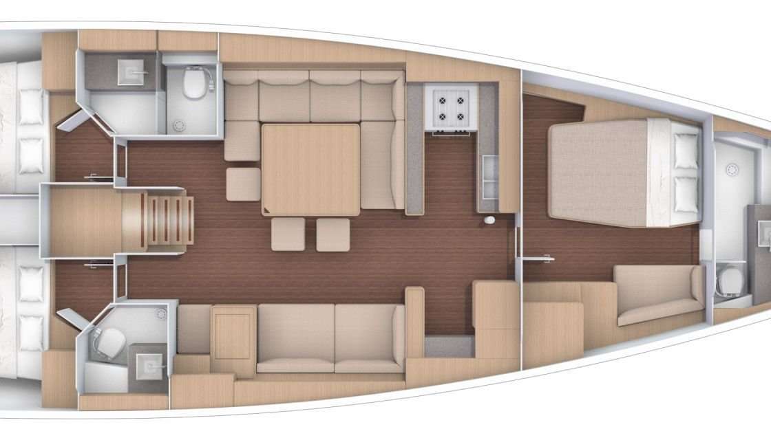 Layout of the boat Dufour 56 Exclusive