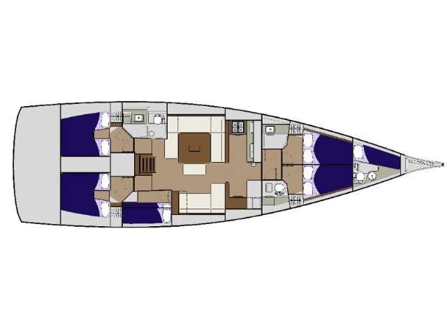 Distribución del barco Dufour 56 Exclusive