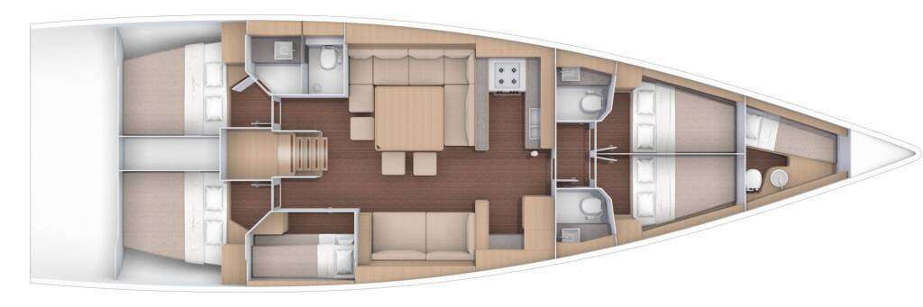 Layout of the boat Dufour 56 Exclusive