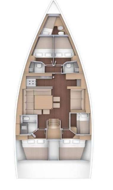 Layout of the boat Dufour 56 Exclusive