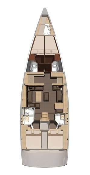 Layout of the boat Dufour 560 Grand Large