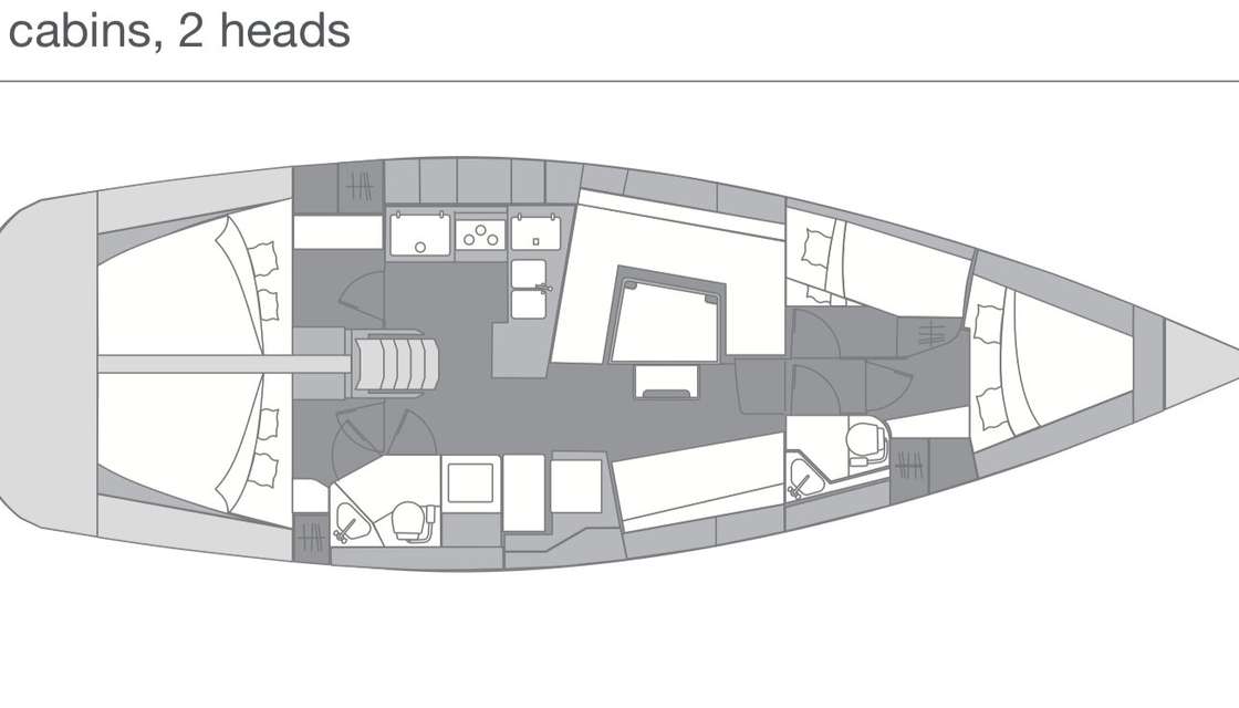 Layout of the boat Elan Impression 45