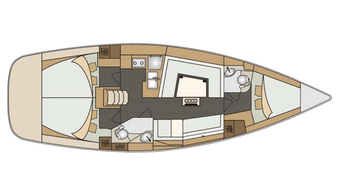 Layout of the boat Elan Impression 40