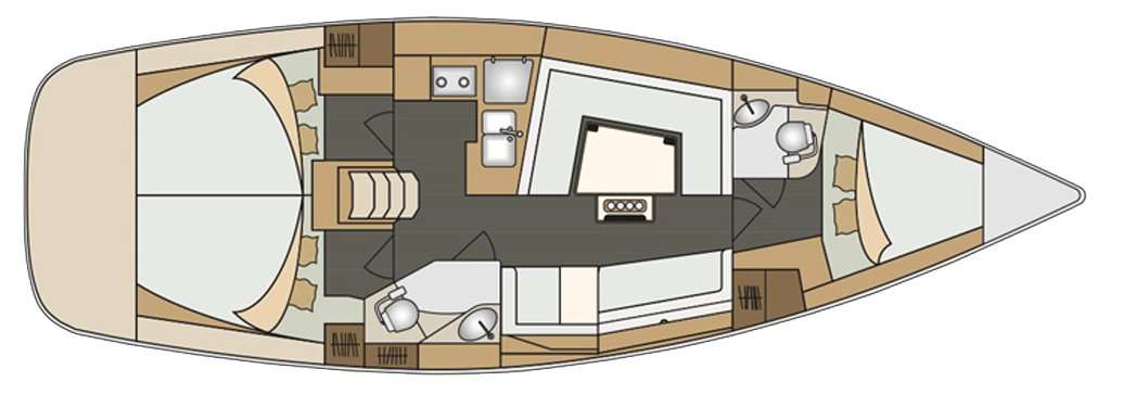 Layout of the boat Elan Impression 40