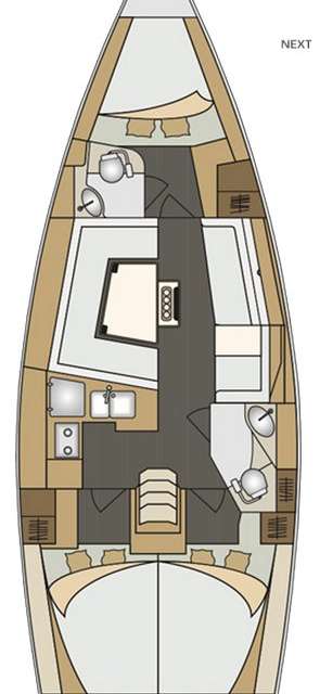 Layout of the boat Elan Impression 40