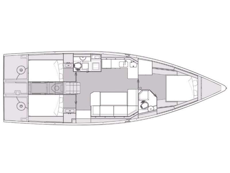 Layout of the boat Elan Impression 43