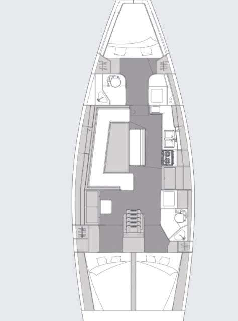 Layout of the boat Elan Impression 45.1