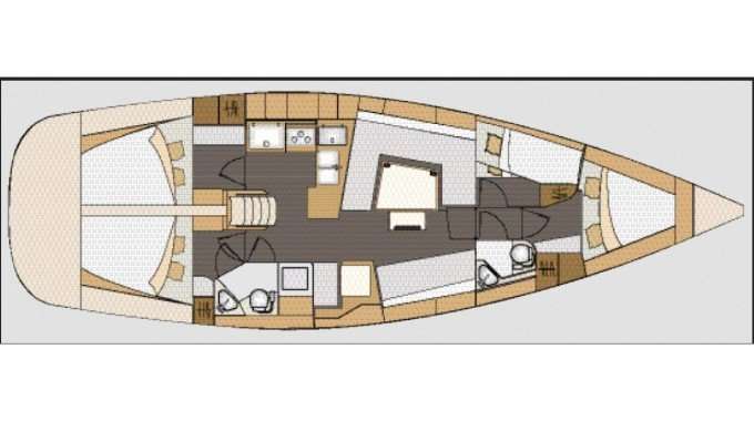 Distribución del barco Elan Impression 45