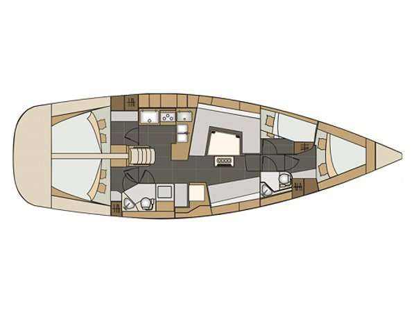 Layout of the boat Elan Impression 45