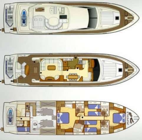 Distribución del barco Ferretti 730