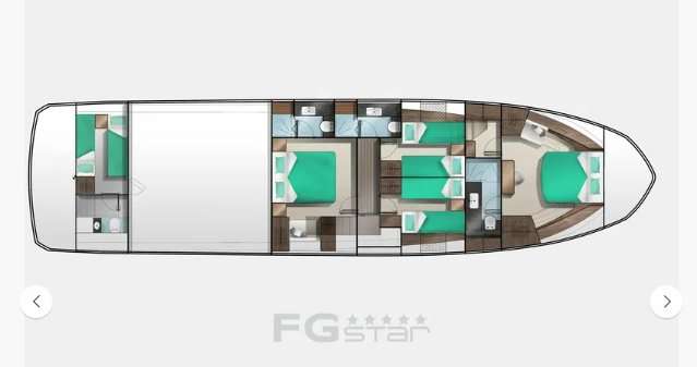 Layout of the boat Galeon 640 Fly