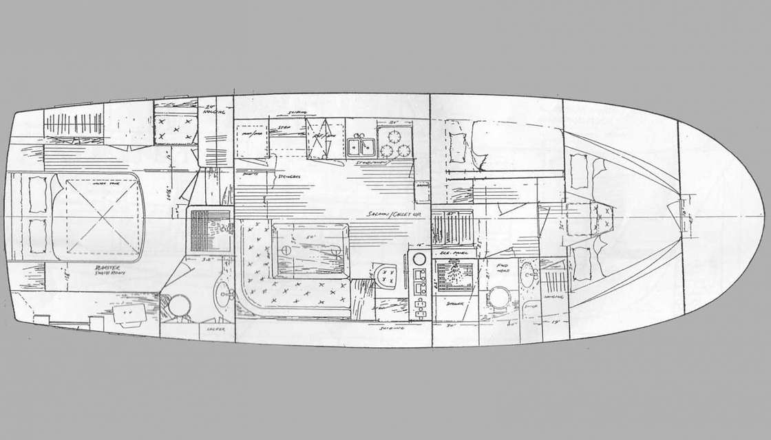 Layout of the boat Hampton Trawler 42