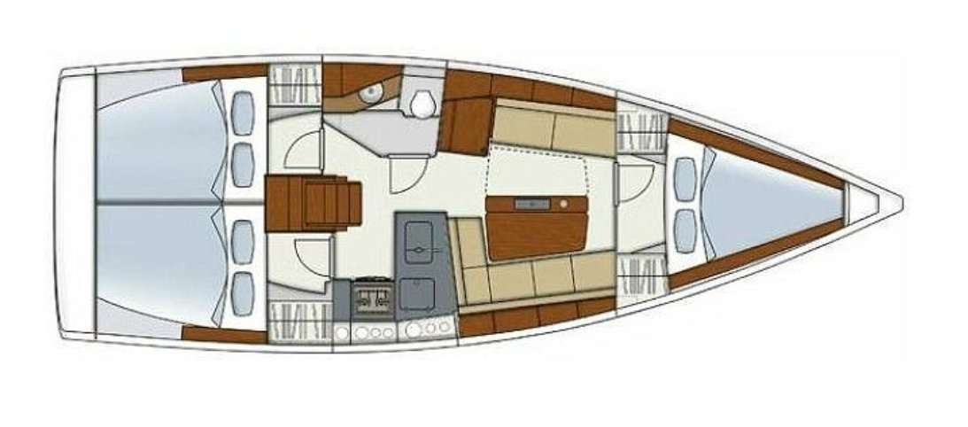 Layout of the boat Hanse 345