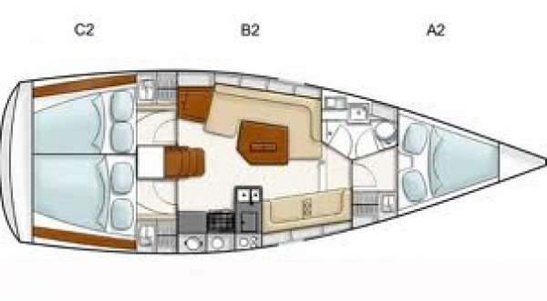 Layout of the boat Hanse 385