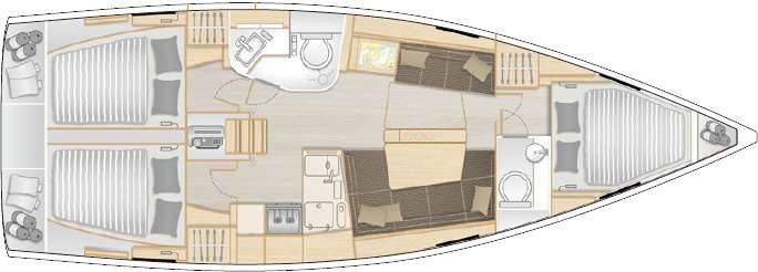 Distribución del barco Hanse 388