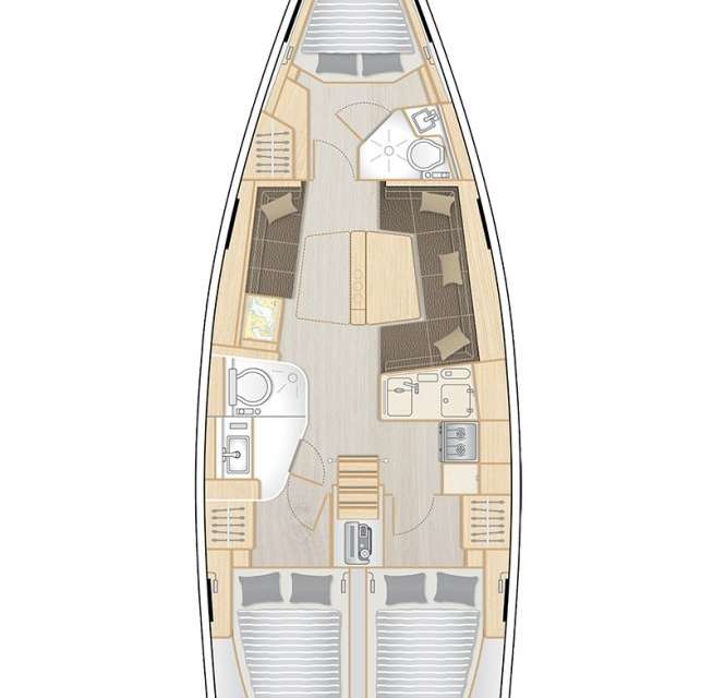 Distribución del barco Hanse 418