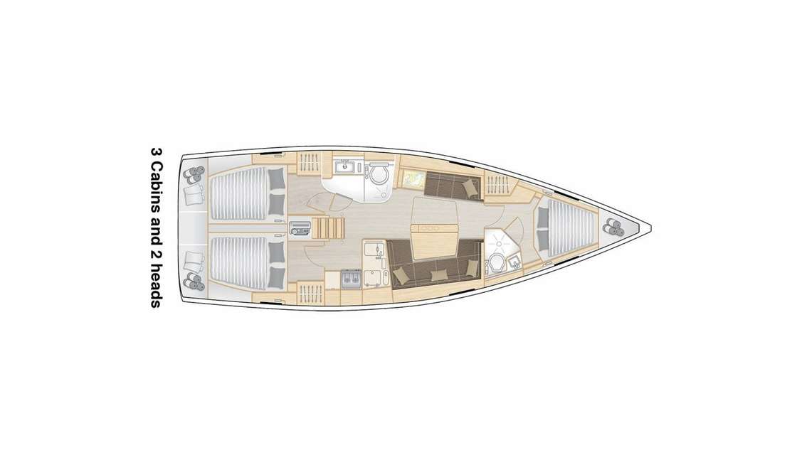 Distribución del barco Hanse 418