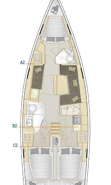 Layout of the boat Hanse 418