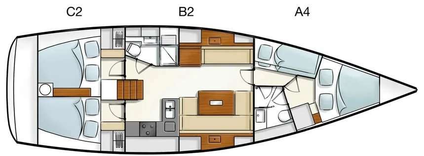 Layout of the boat Hanse 430