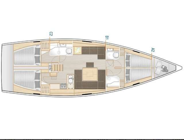 Layout of the boat Hanse 458