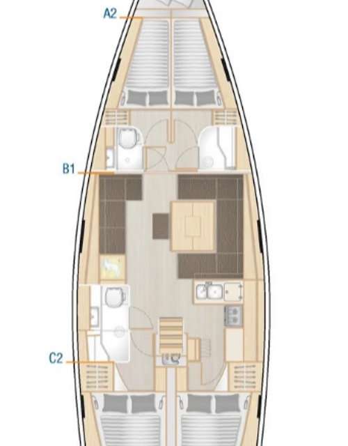 Layout of the boat Hanse 458