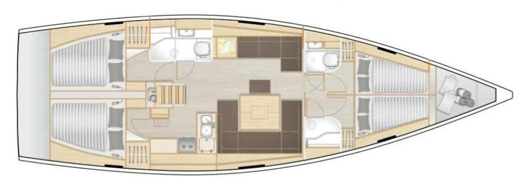 Layout of the boat Hanse 458