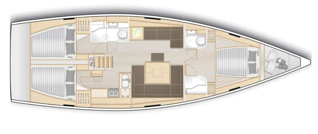 Distribución del barco Hanse 458