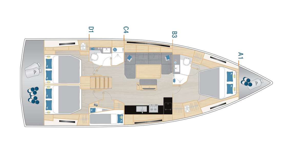 Piano della barca Hanse 460