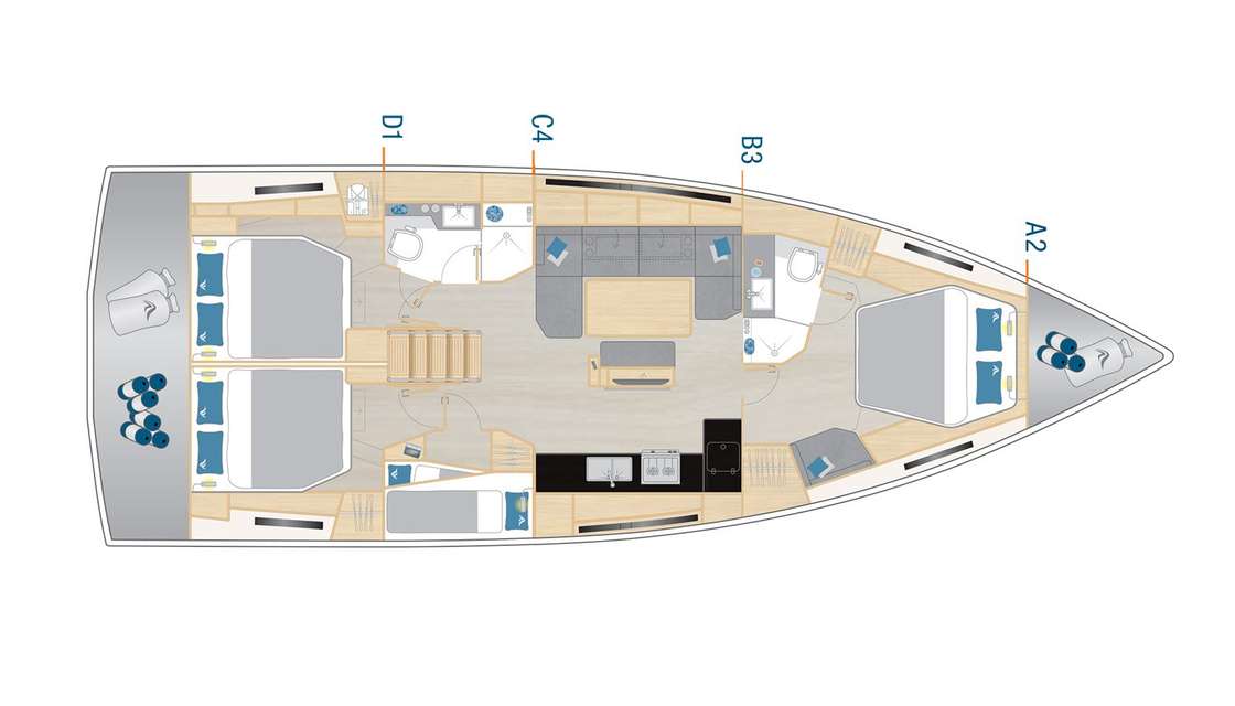 Piano della barca Hanse 460