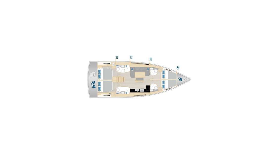 Layout of the boat Hanse 460