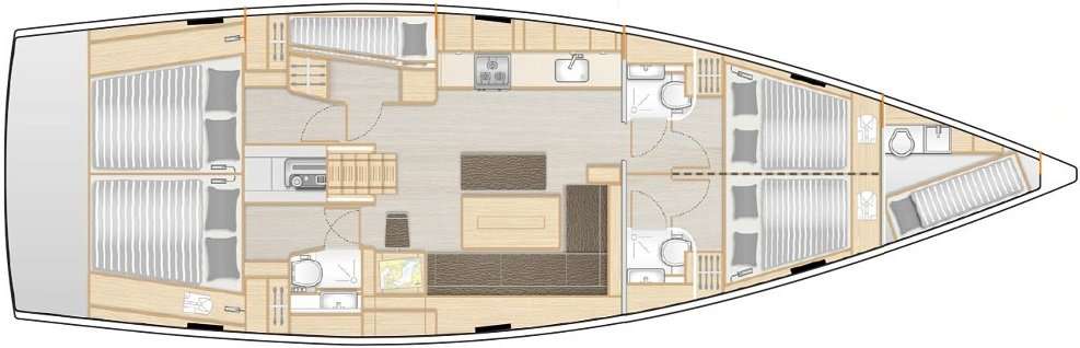 Layout of the boat Hanse 508