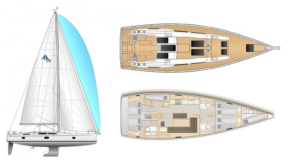 Layout of the boat Hanse 508