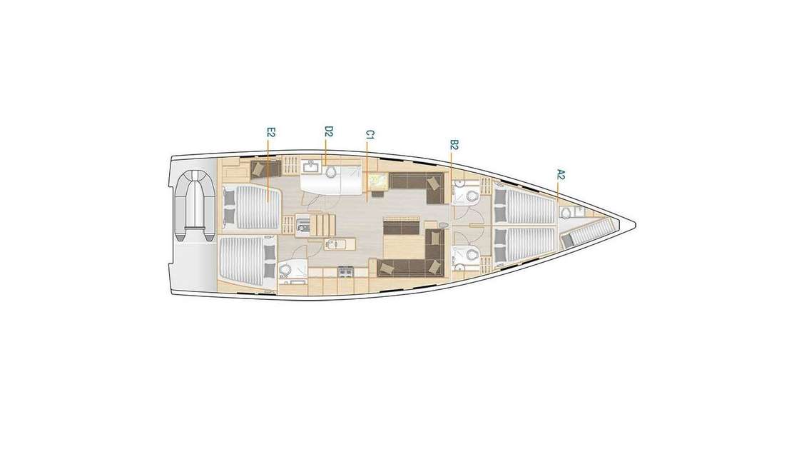 Layout of the boat Hanse 548