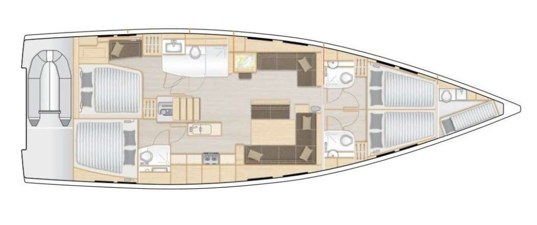 Distribución del barco Hanse 548