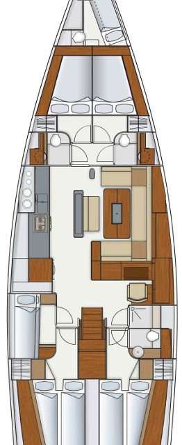 Distribución del barco Hanse 575