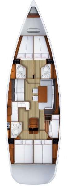 Distribución del barco Jeanneau 53