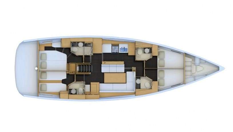 Distribución del barco Jeanneau 54