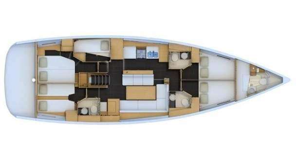 Distribución del barco Jeanneau 54