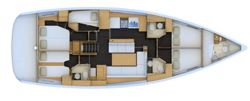 Layout of the boat Jeanneau 54