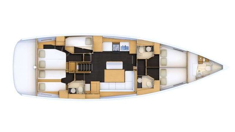 Layout of the boat Jeanneau 54