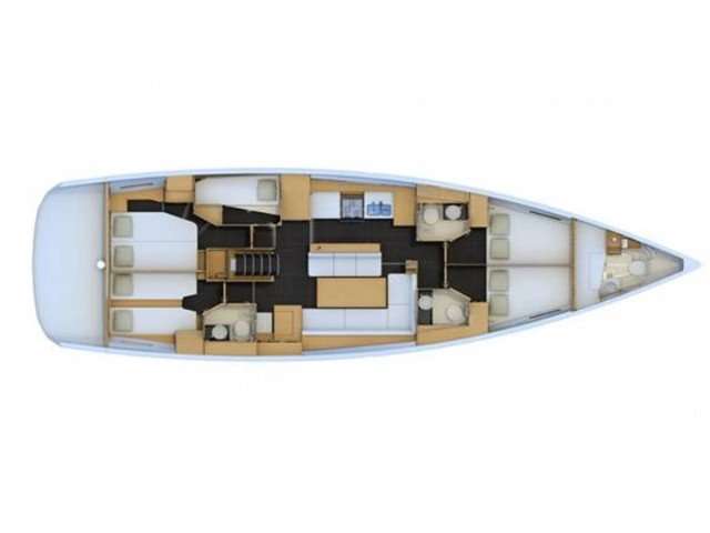 Layout of the boat Jeanneau 54