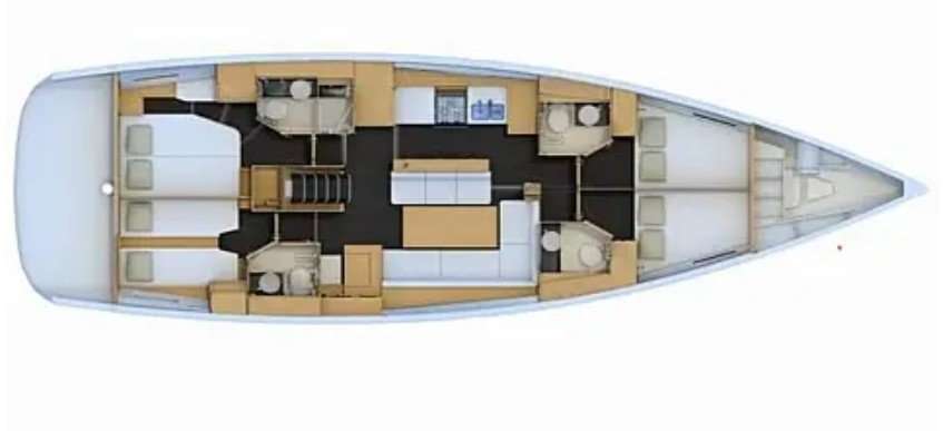 Layout of the boat Jeanneau 54