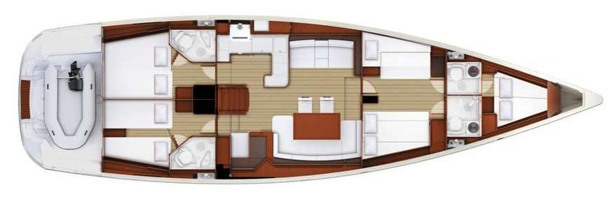 Distribución del barco Jeanneau 58