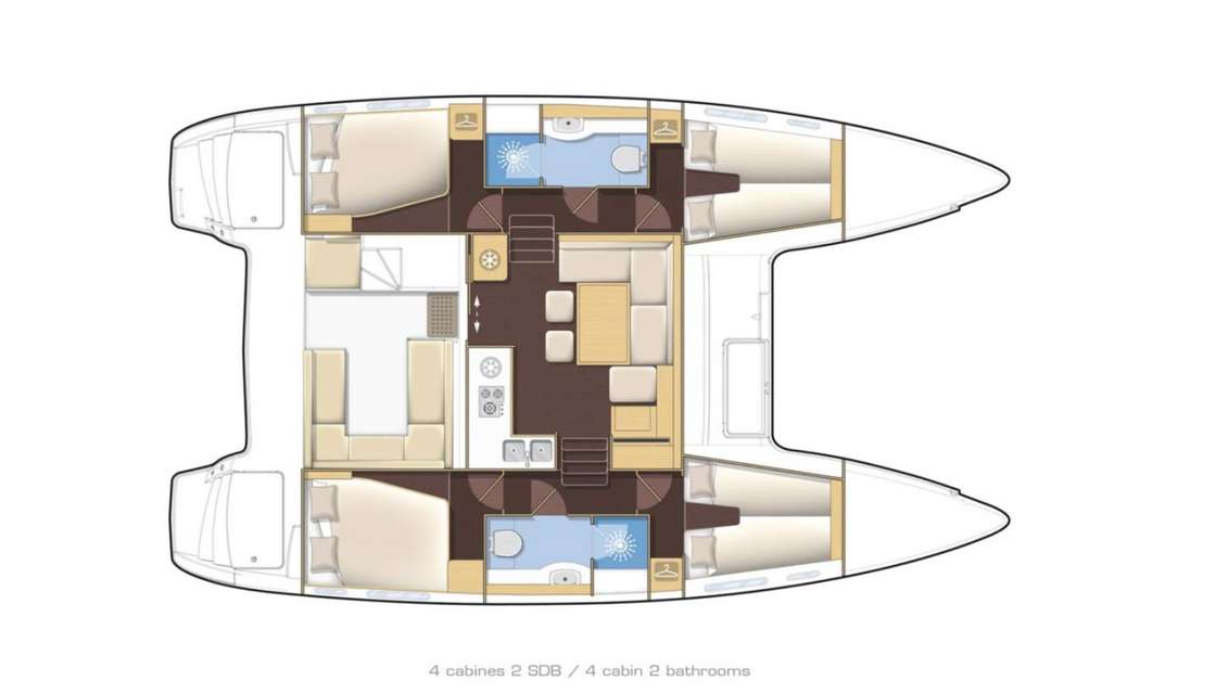 Layout of the boat Lagoon 400 S2